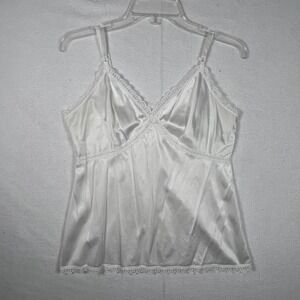 VTG Sears The Doesn't Slip Cami Camisole Top Lace Trim Size 36 White Coquette